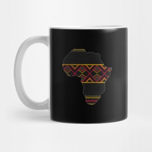 Kente, Africa Map, Black, Ghana Pattern Mug